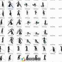 绿衣女剑客武侠人物怪物素材